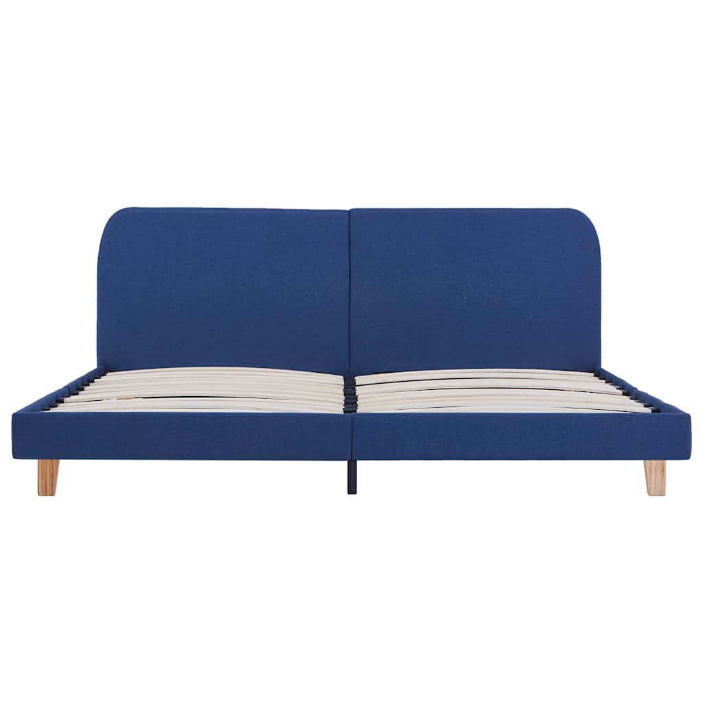 King Size Blue Fabric Bed Frame 150x200 cm - No Mattress Included