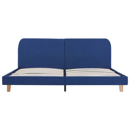 King Size Blue Fabric Bed Frame 150x200 cm - No Mattress Included