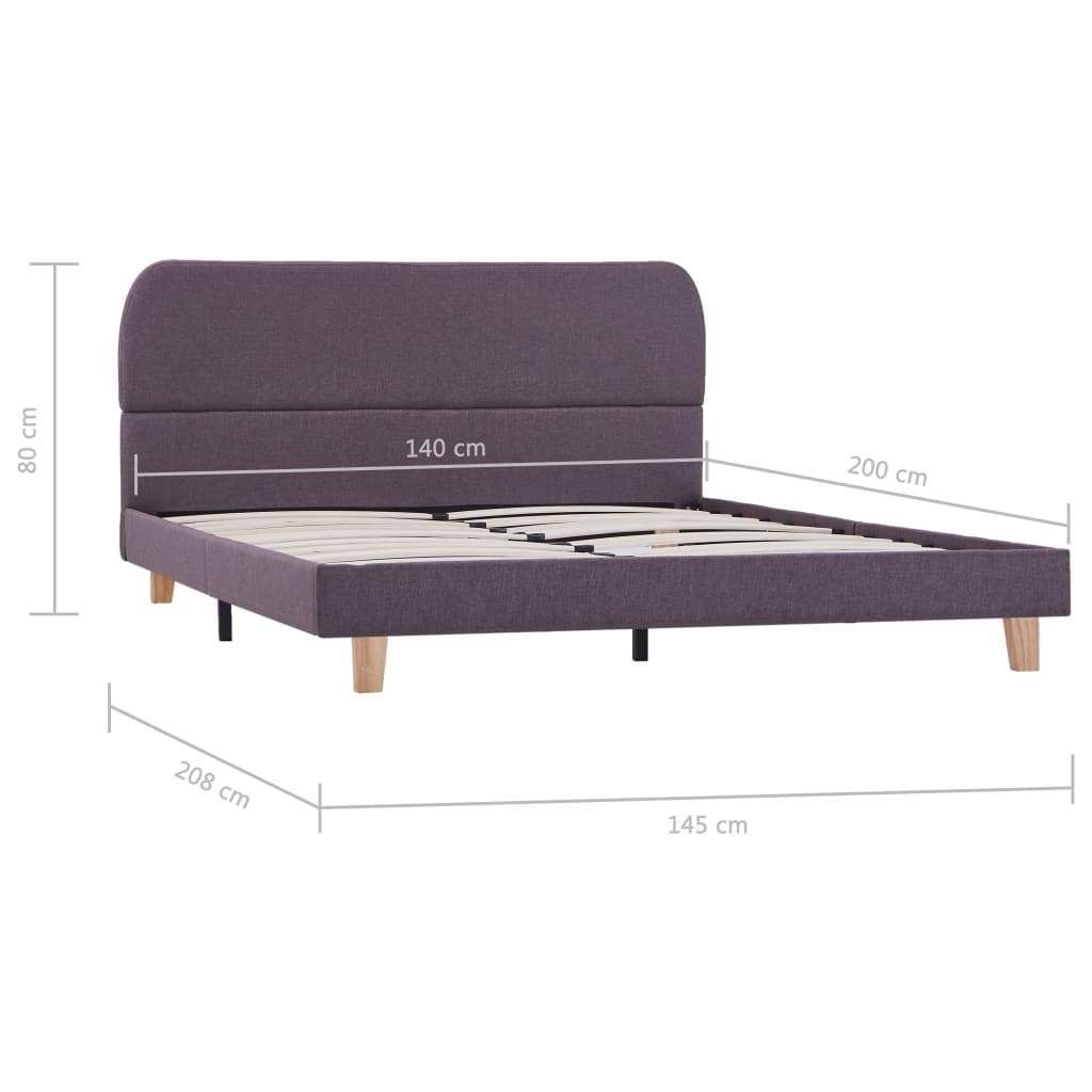 Taupe Fabric Double Bed Frame 135x190 cm - Mattress Not Included