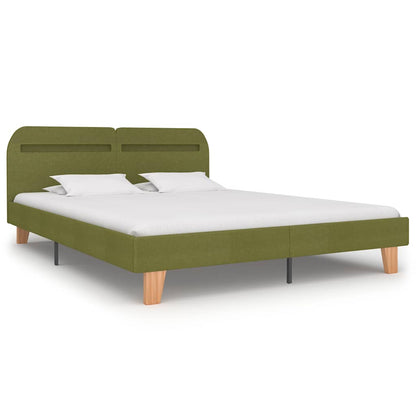 King Size Green Fabric LED Bed Frame 150x200 cm - No Mattress