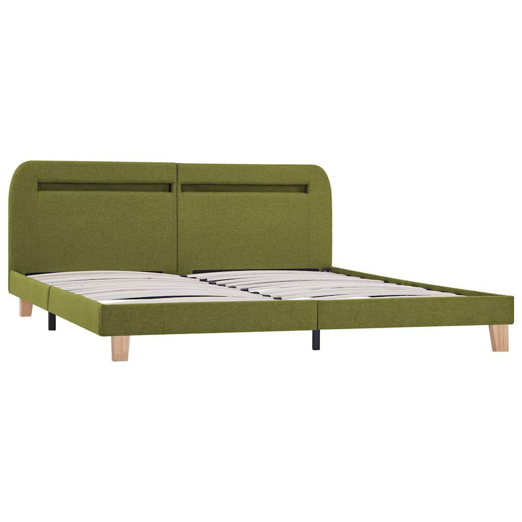 King Size Green Fabric LED Bed Frame 150x200 cm - No Mattress
