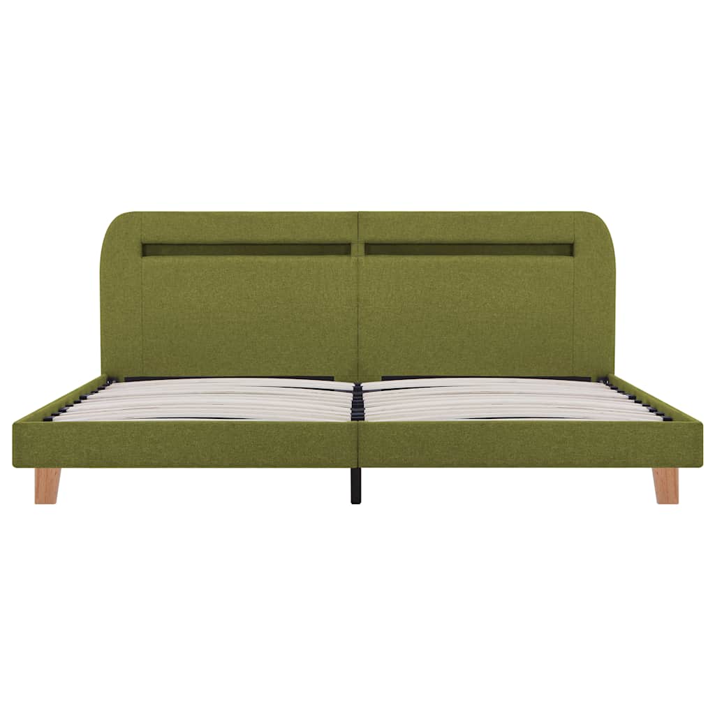 King Size Green Fabric LED Bed Frame 150x200 cm - No Mattress
