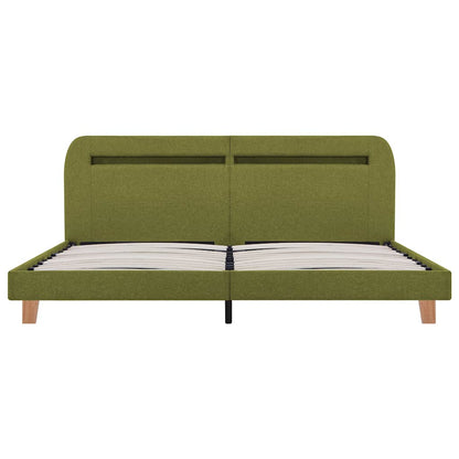 King Size Green Fabric LED Bed Frame 150x200 cm - No Mattress