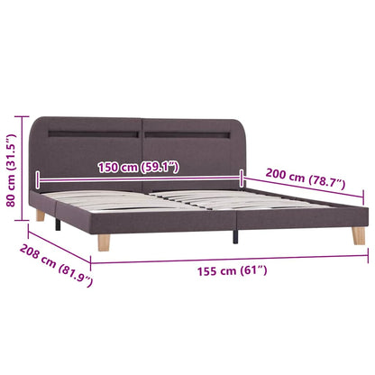 King Size Taupe Fabric LED Bed Frame - 150x200 cm (No Mattress)