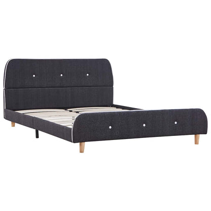 Elegant Dark Grey Fabric Double Bed Frame 135x190 cm