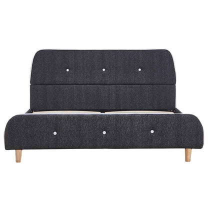 Elegant Dark Grey Fabric Double Bed Frame 135x190 cm