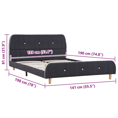 Elegant Dark Grey Fabric Double Bed Frame 135x190 cm