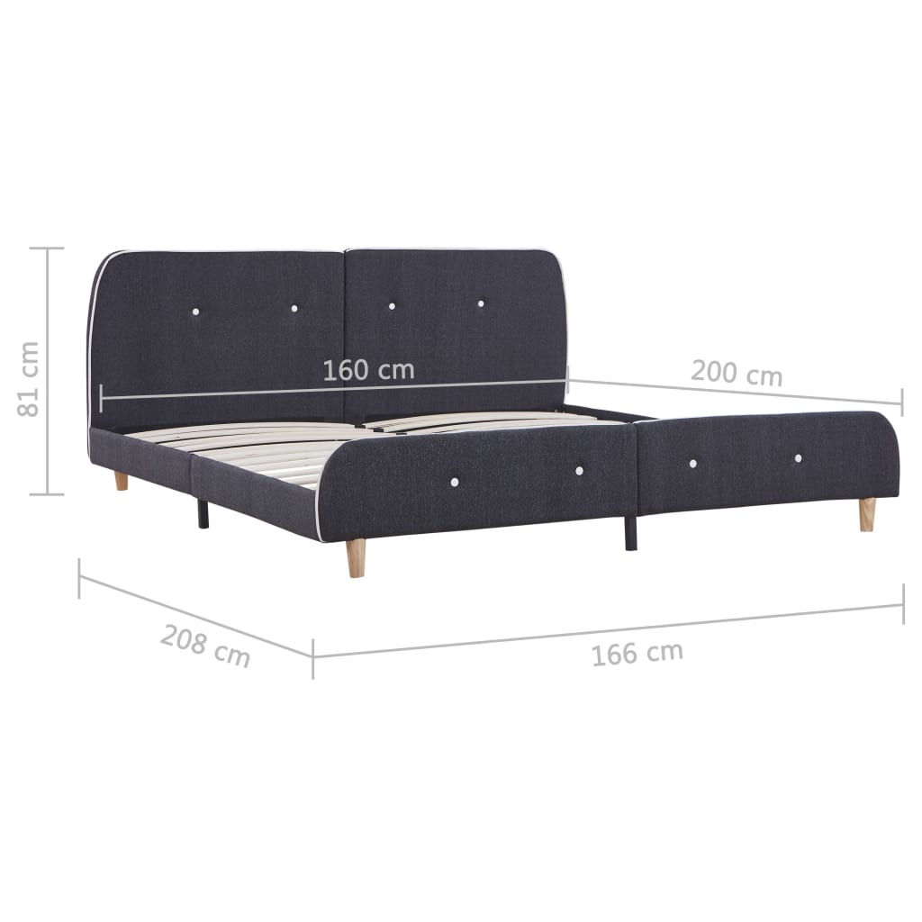 Dark Grey Fabric King Size Bed Frame 150x200 cm - No Mattress