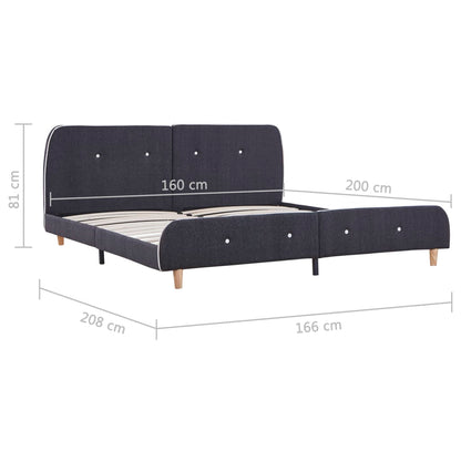 Dark Grey Fabric King Size Bed Frame 150x200 cm - No Mattress