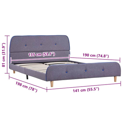 Light Grey Fabric Double Bed Frame 135x190 cm (No Mattress)