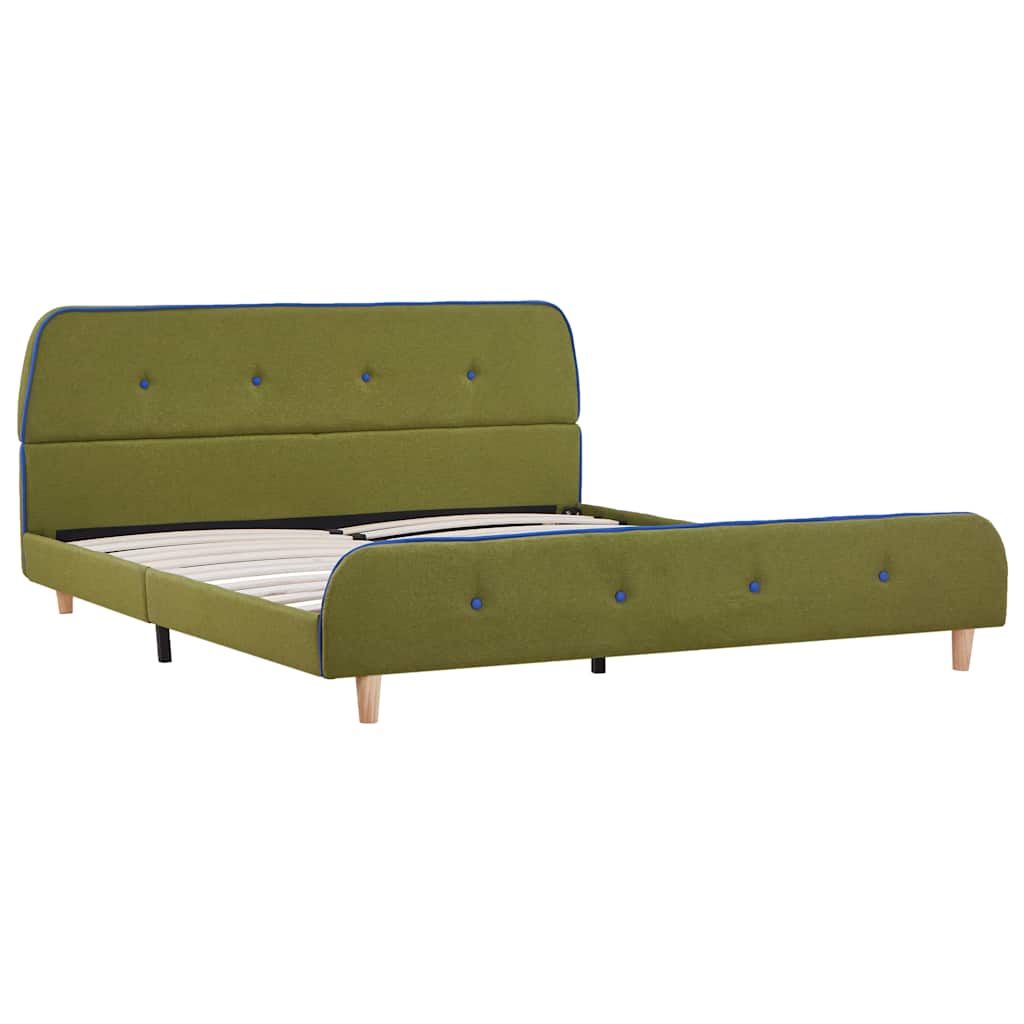 Green Fabric Double Bed Frame 135x190 cm - No Mattress Included