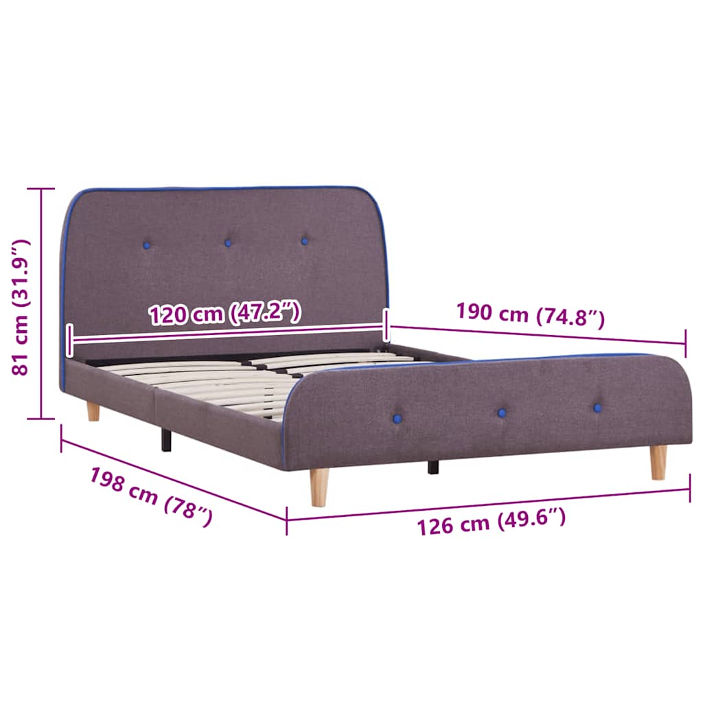 Taupe Fabric Small Double Bed Frame 120x190 cm - No Mattress
