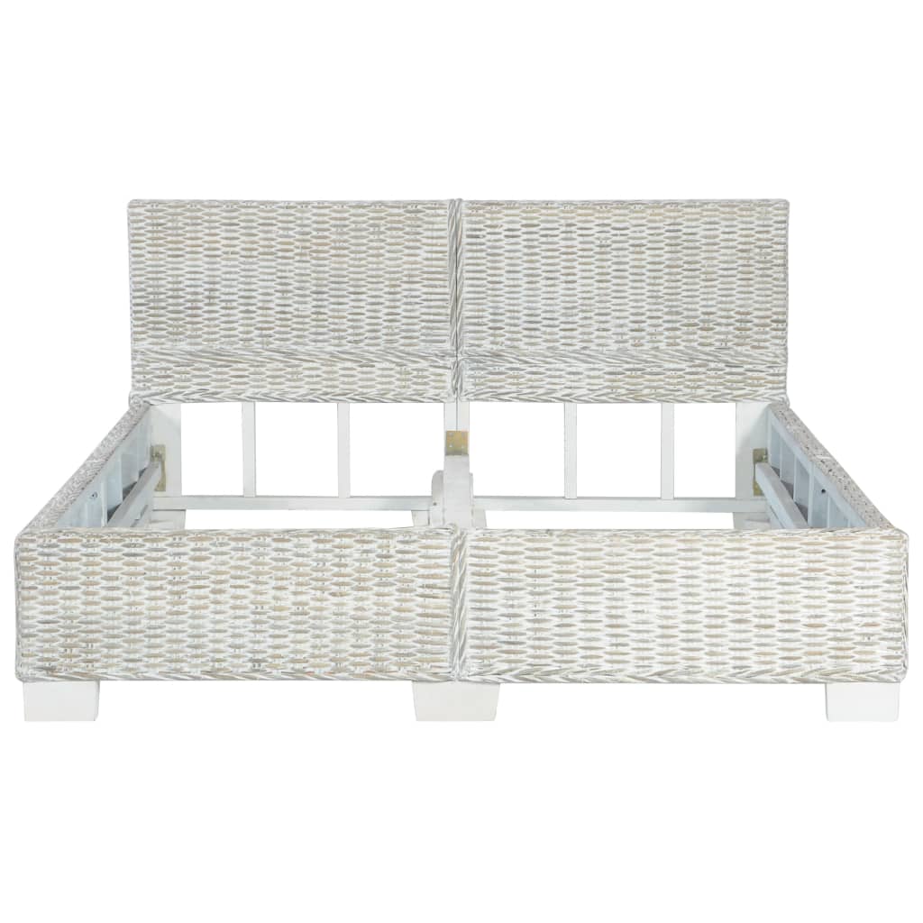 Grey Natural Rattan Bed Frame - 140x200 cm - No Mattress Included