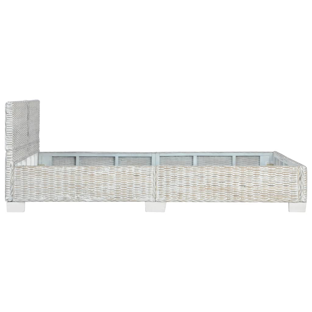 Grey Natural Rattan Bed Frame - 140x200 cm - No Mattress Included