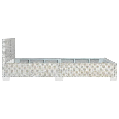 Grey Natural Rattan Bed Frame - 140x200 cm - No Mattress Included