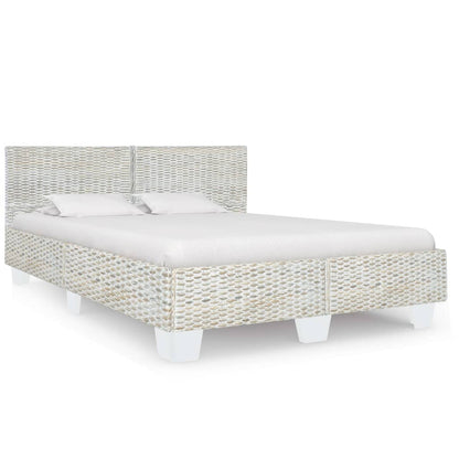 Grey Natural Rattan Bed Frame 160x200 cm - Mattress Not Included