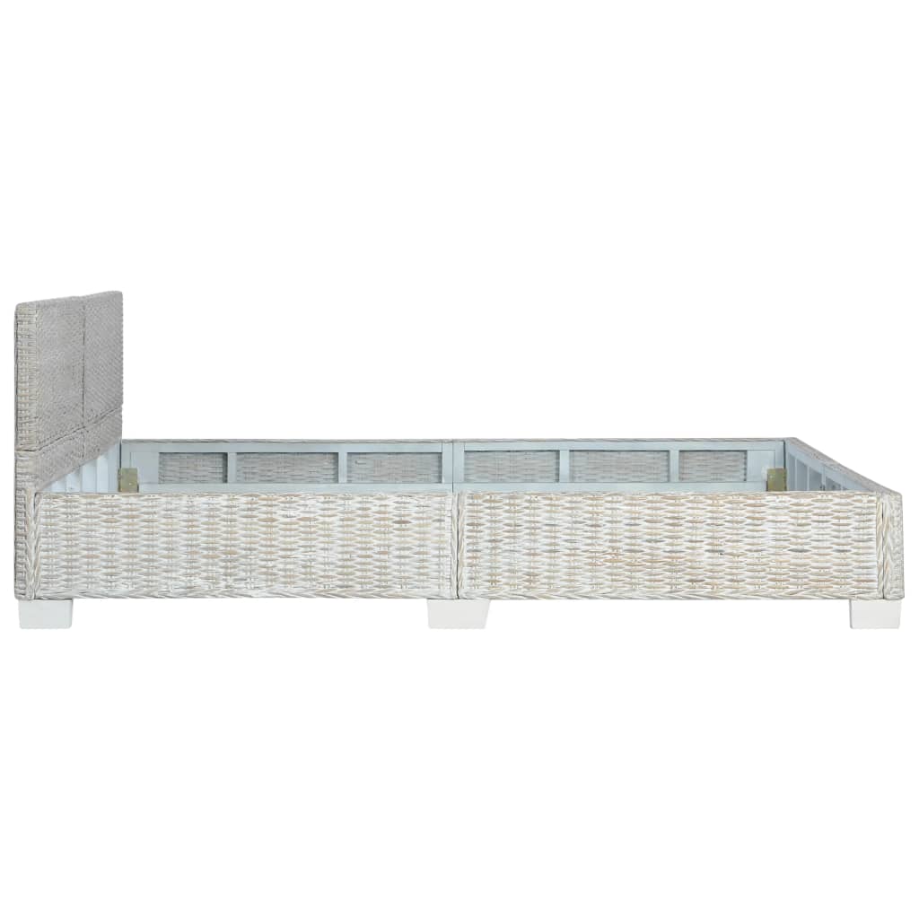 Grey Natural Rattan Bed Frame 160x200 cm - Mattress Not Included