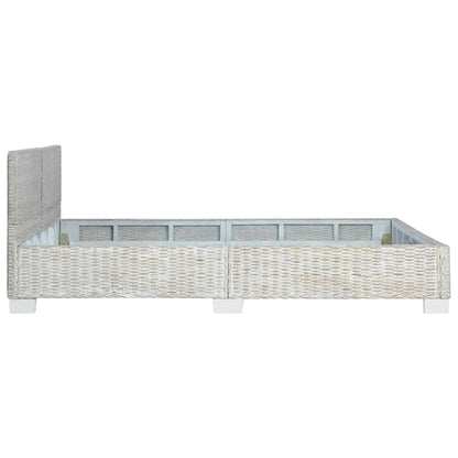 Grey Natural Rattan Bed Frame 160x200 cm - Mattress Not Included