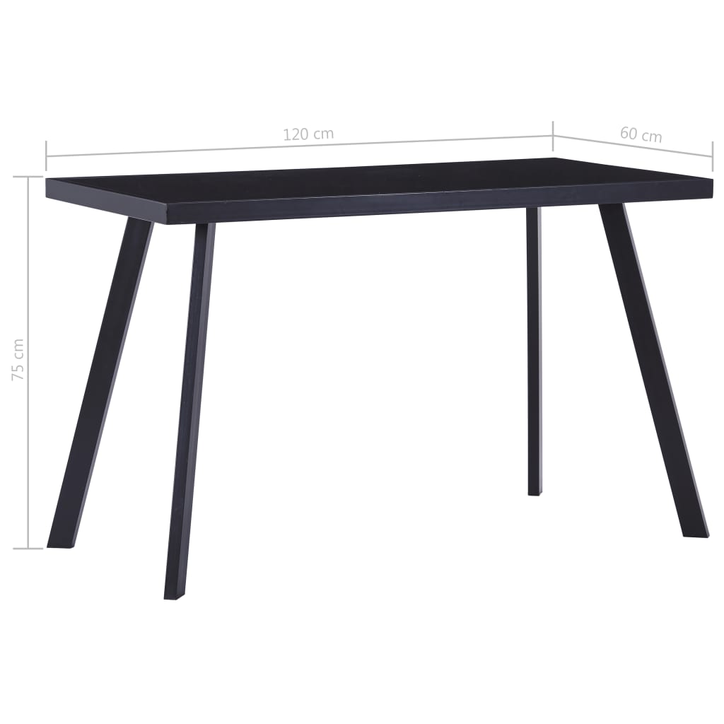 Black Tempered Glass Dining Table - 120x60x75 cm