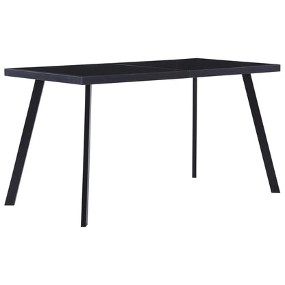Sleek Black Tempered Glass Dining Table 140x70x75 cm