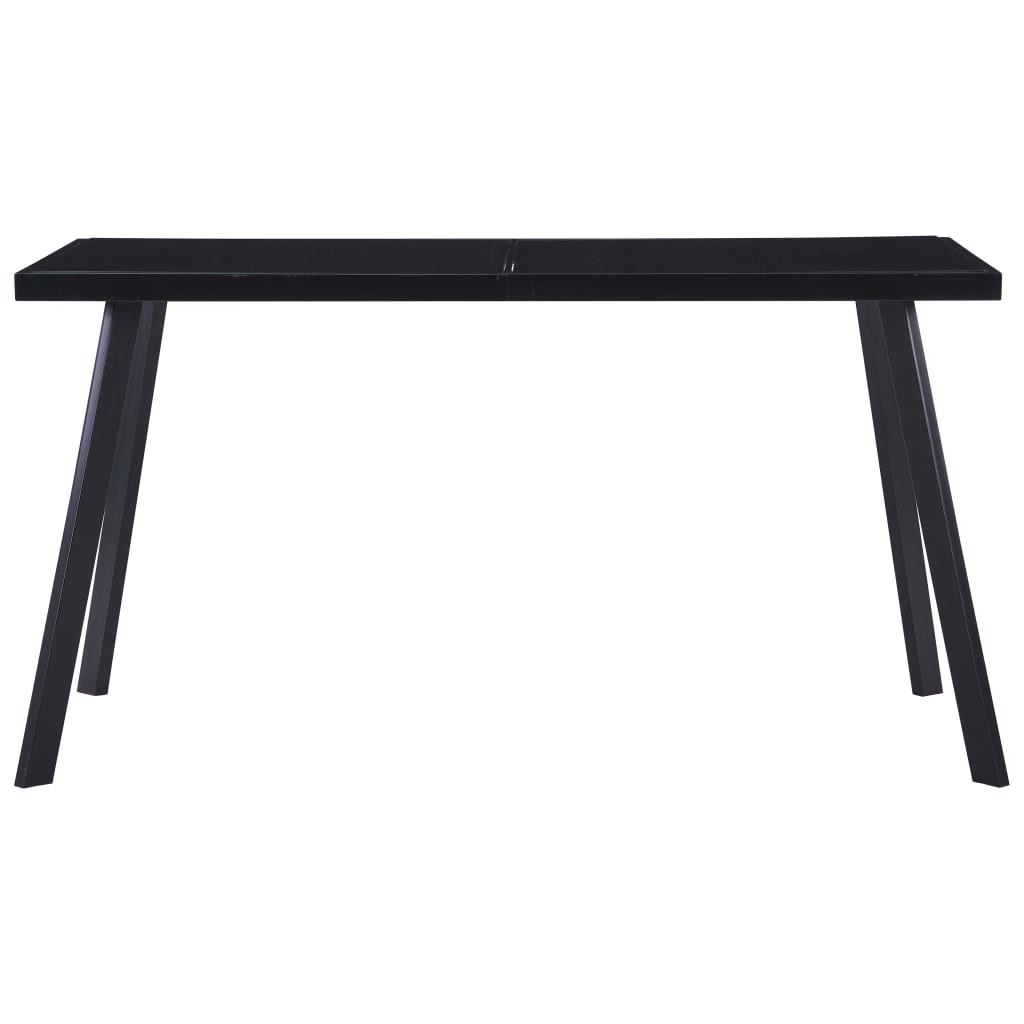 Sleek Black Tempered Glass Dining Table 140x70x75 cm