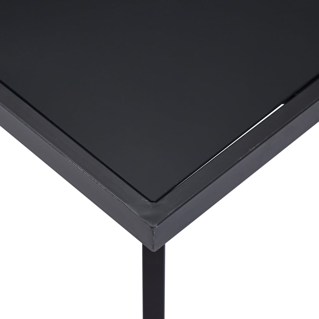 Sleek Black Tempered Glass Dining Table 140x70x75 cm