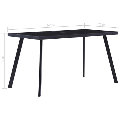 Sleek Black Tempered Glass Dining Table 140x70x75 cm