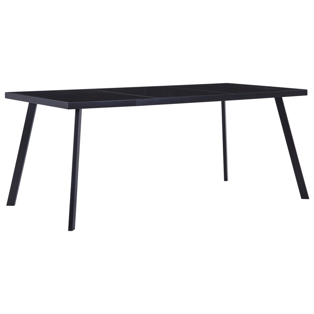 Sleek Black Tempered Glass Dining Table 160x80x75 cm