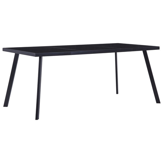 Sleek Black Tempered Glass Dining Table 160x80x75 cm