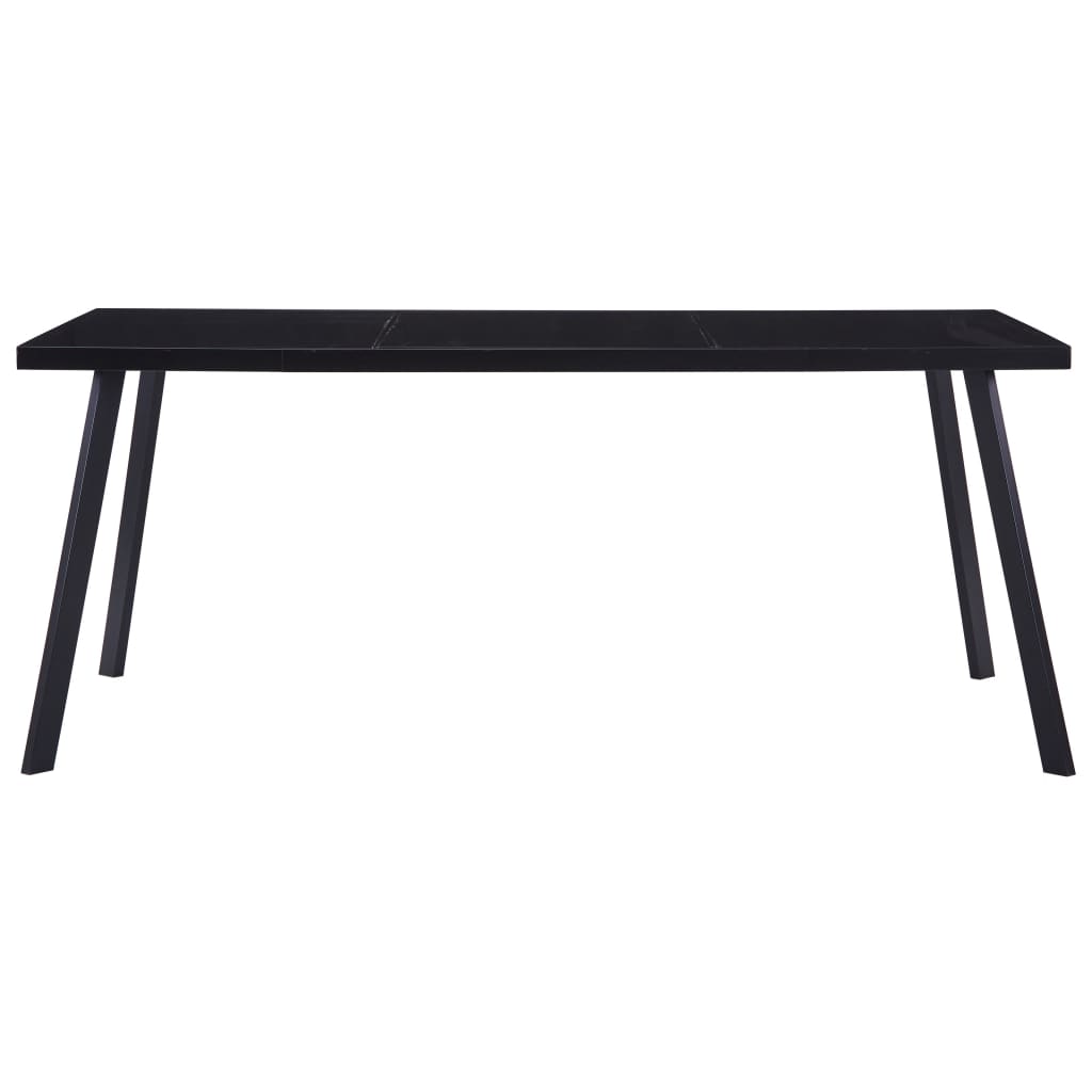Sleek Black Tempered Glass Dining Table 160x80x75 cm