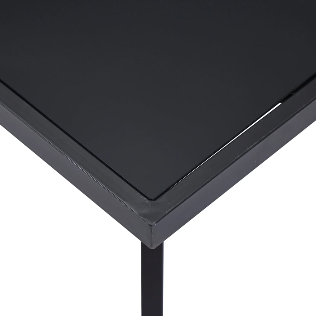 Sleek Black Tempered Glass Dining Table 160x80x75 cm