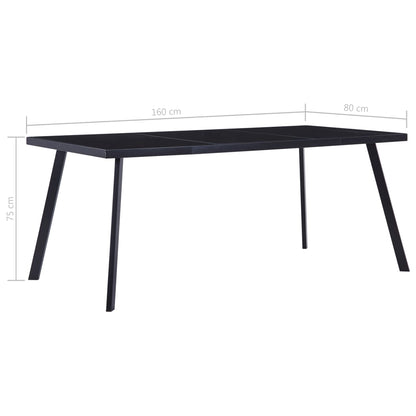 Sleek Black Tempered Glass Dining Table 160x80x75 cm