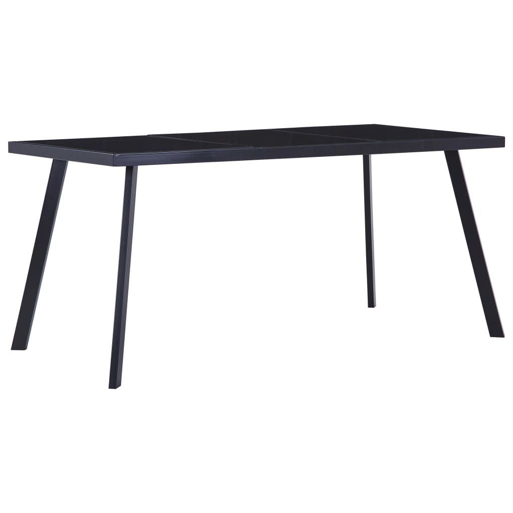 Black Tempered Glass Dining Table 180x90x75 cm – Modern Elegance