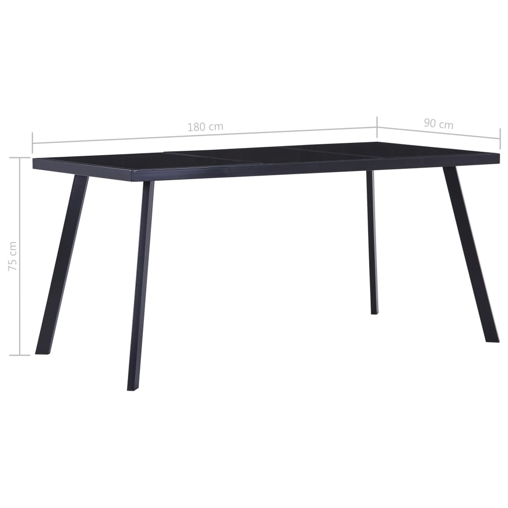 Black Tempered Glass Dining Table 180x90x75 cm – Modern Elegance