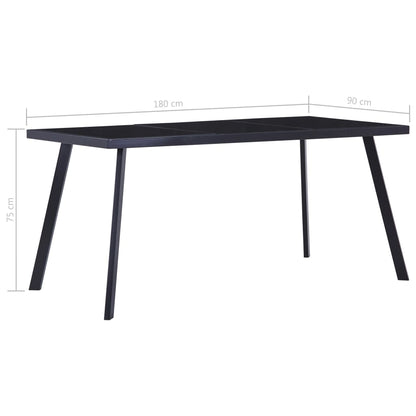 Black Tempered Glass Dining Table 180x90x75 cm – Modern Elegance