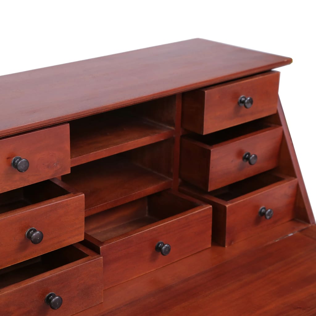 Solid Mahogany Brown Secretary Desk - 78x42x103 cm