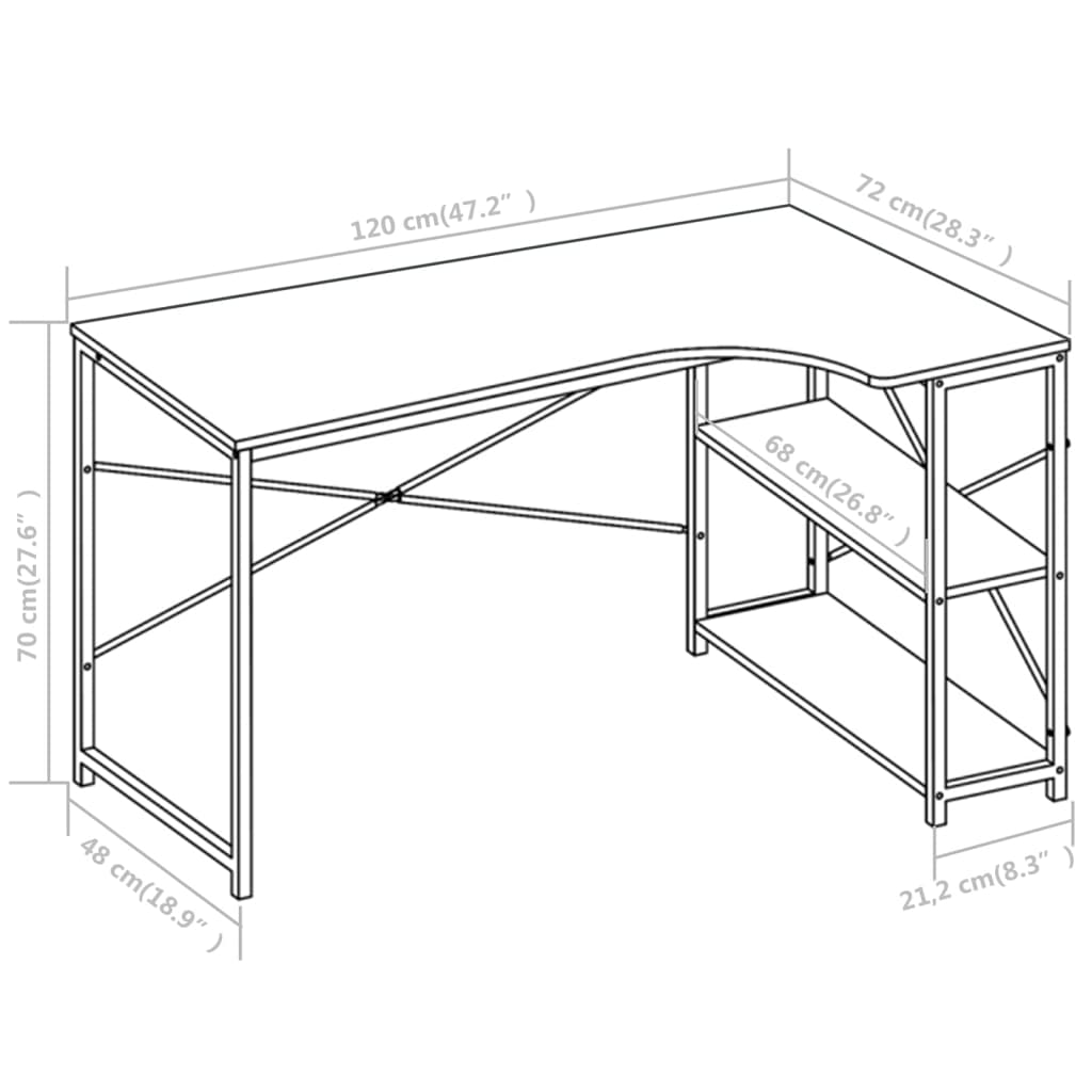 Sleek White Computer Desk 120x72x70 cm - Modern & Durable Design
