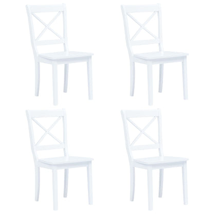 5 Piece Dining Set Solid Rubber Wood White