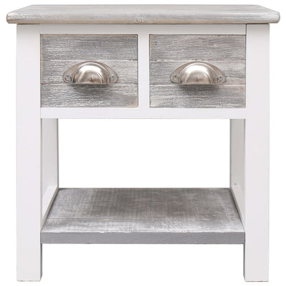 Side Table Grey 40x40x40 cm Paulownia Wood