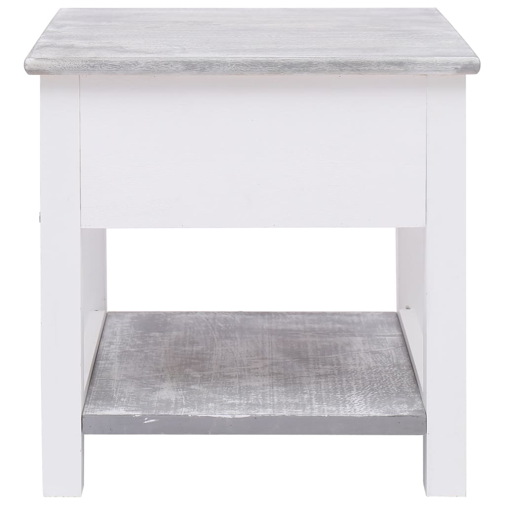 Side Table Grey 40x40x40 cm Paulownia Wood