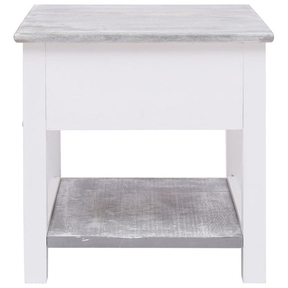 Side Table Grey 40x40x40 cm Paulownia Wood