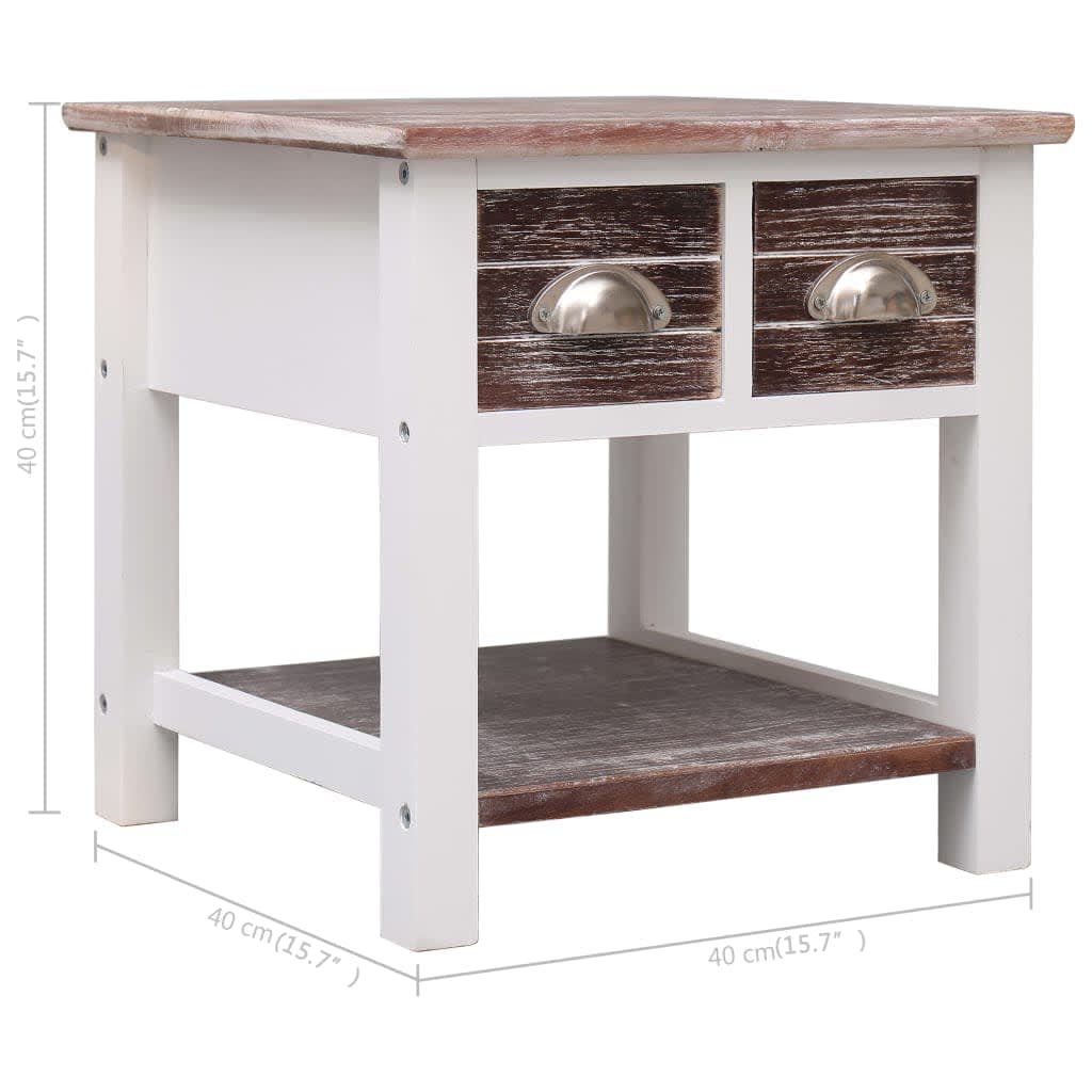 Side Table Brown 40x40x40 cm Paulownia Wood