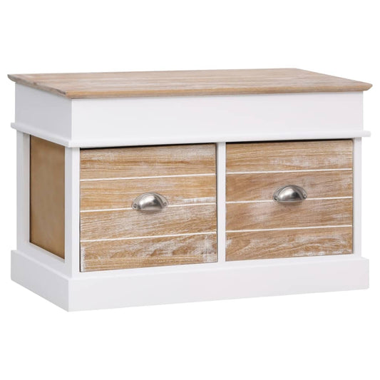 Compact Paulownia Wood Hall Bench, 70x35x45 cm - Natural Finish