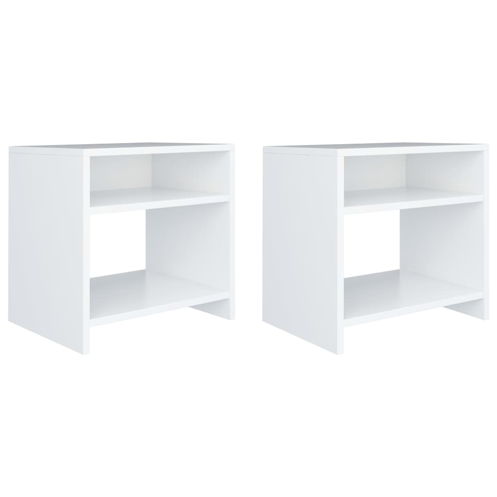 White Bedside Cabinets 2-Piece Set, 40x30x40 cm, Engineered Wood