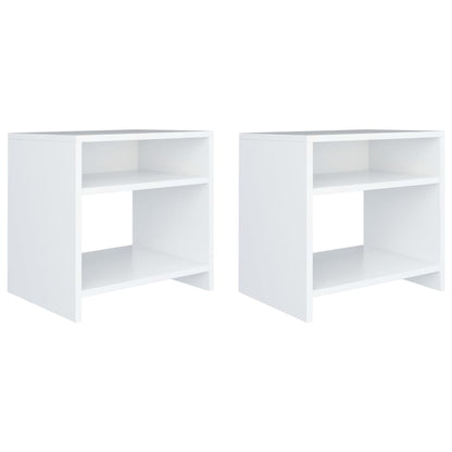 White Bedside Cabinets 2-Piece Set, 40x30x40 cm, Engineered Wood