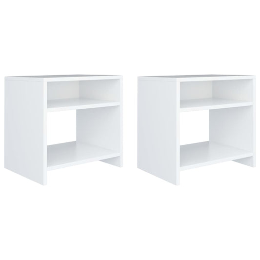 White Bedside Cabinets 2-Piece Set, 40x30x40 cm, Engineered Wood