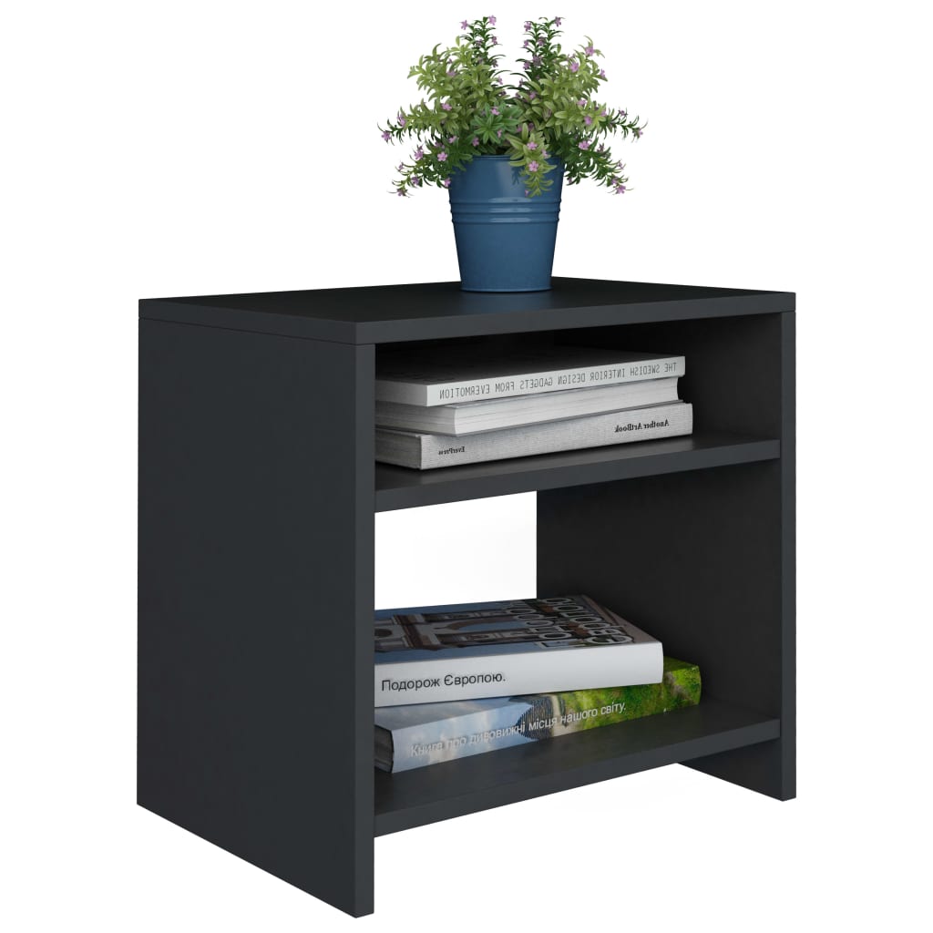 Black Engineered Wood Bedside Cabinet 40x30x40 cm