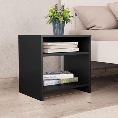 Black Engineered Wood Bedside Cabinet 40x30x40 cm