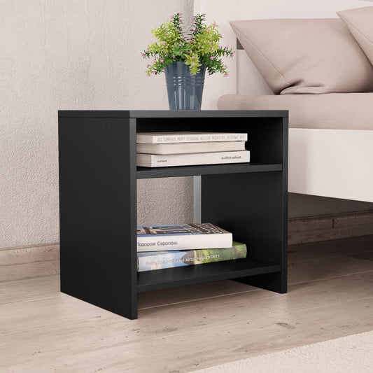 Black Engineered Wood Bedside Cabinet 40x30x40 cm