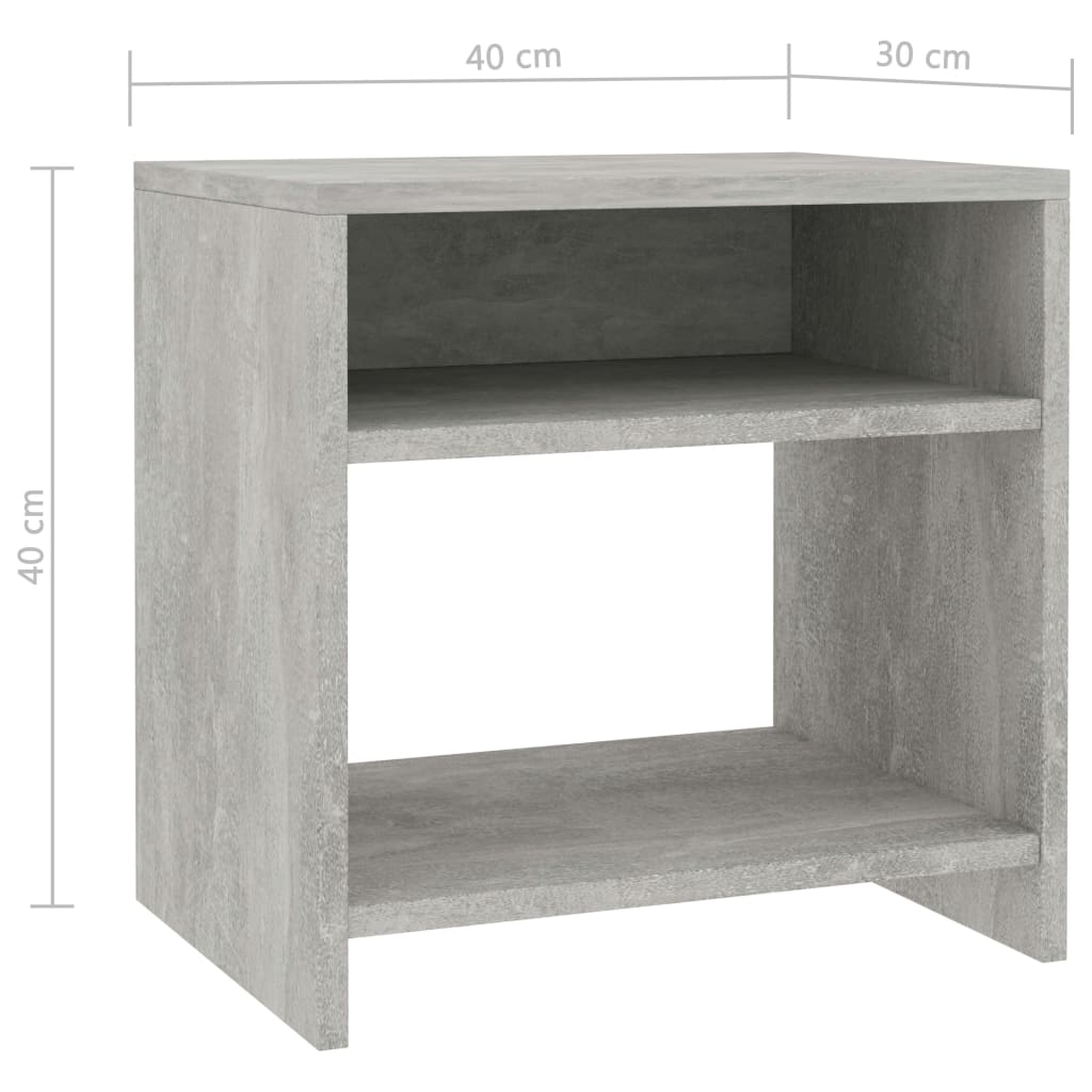 Concrete Grey Bedside Cabinet, 40x30x40 cm, Engineered Wood